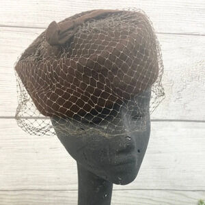 Vintage Glamour Felts Ladies Union Made in USA Wool Brown Pillbox Hat